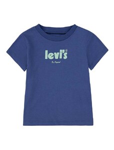 Dječja pamučna majica kratkih rukava Levi's boja: tamno plava, s tiskom