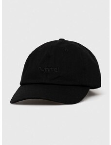 Pamučna kapa sa šiltom Hummel boja: crna, glatka