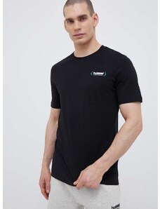 Pamučna majica Hummel boja: crna, glatki model