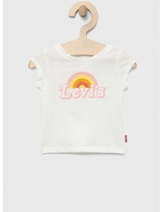 Pamučna majica kratkih rukava za bebe Levi's boja: bijela