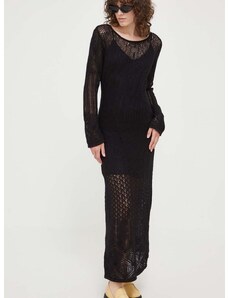 Pamučna haljina Herskind boja: crna, maxi, ravna