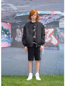 Dječje pamučne kratke hlače Sisley boja: crna, podesivi struk