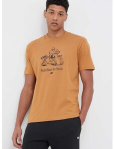 Pamučna majica New Balance boja: smeđa, s tiskom