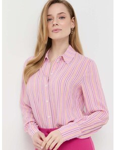 Košulja s primjesom svile Patrizia Pepe boja: ružičasta, regular, s klasičnim ovratnikom