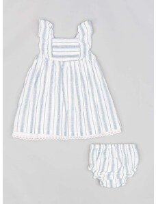 Pamučna haljina za bebe zippy boja: tamno plava, mini, širi se prema dolje