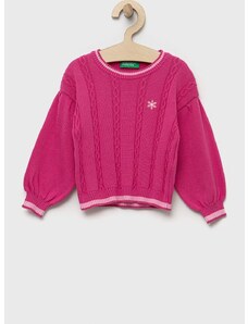 Pamučni pulover United Colors of Benetton boja: ružičasta, lagani