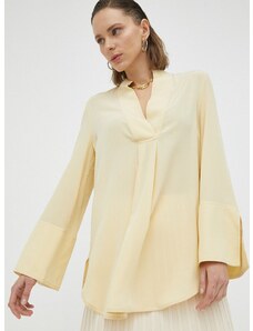 Pamučna bluza By Malene Birger boja: žuta, glatka