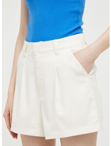Kratke hlače Hollister Co. za žene, boja: bež, glatki materijal, visoki struk