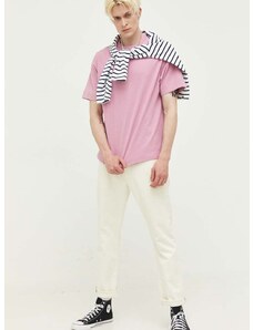 Pamučna majica Abercrombie & Fitch boja: ružičasta, glatki model