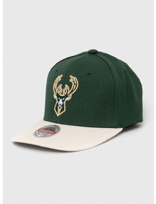 Kapa sa šiltom s dodatkom vune Mitchell&Ness Milwaukee Bucks boja: zelena, s aplikacijom