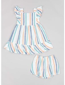 Pamučna haljina za bebe zippy boja: zelena, mini, širi se prema dolje