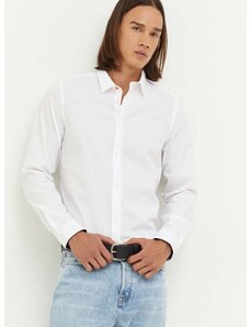 Košulja PS Paul Smith za muškarce, boja: bijela, slim, s klasičnim ovratnikom