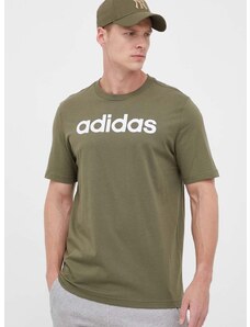 Pamučna majica adidas boja: zelena, s tiskom