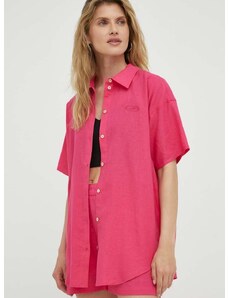 Lanena košulja Résumé boja: ružičasta, relaxed, s klasičnim ovratnikom