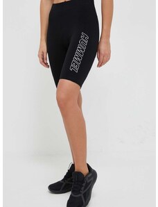 Kratke hlače Hummel Maja za žene, boja: crna, s tiskom, srednje visoki struk