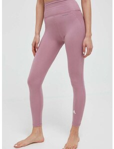 Tajice za jogu adidas Performance Essentials boja: ružičasta, glatki materijal