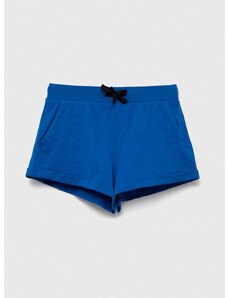 Dječje pamučne kratke hlače Sisley boja: tamno plava, s tiskom, podesivi struk