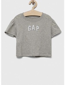 Dječja pamučna majica kratkih rukava GAP boja: siva