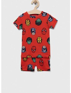 Dječja pamučna pidžama GAP x Marvel boja: crvena, s uzorkom