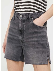 Traper kratke hlače Superdry za žene, boja: siva, glatki materijal, visoki struk