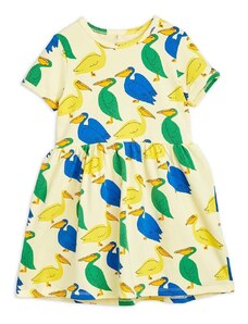 Dječja haljina Mini Rodini boja: žuta, mini, širi se prema dolje