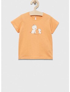 Pamučna majica kratkih rukava za bebe United Colors of Benetton boja: narančasta