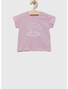 Pamučna majica kratkih rukava za bebe United Colors of Benetton boja: ružičasta