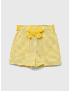 Dječje pamučne kratke hlače United Colors of Benetton boja: žuta, s uzorkom, podesivi struk