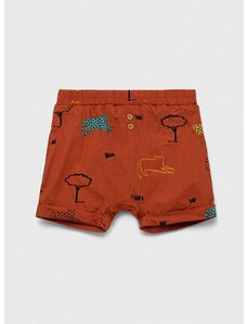 Kratke pamučne hlače za bebe United Colors of Benetton boja: smeđa, s uzorkom