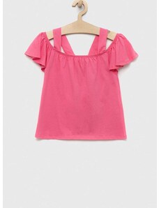 Dječja pamučna bluza United Colors of Benetton boja: ružičasta, glatka