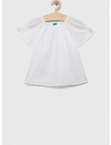 Dječja pamučna bluza United Colors of Benetton boja: bijela