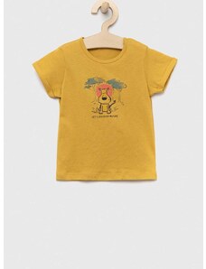 Pamučna majica kratkih rukava za bebe United Colors of Benetton boja: žuta
