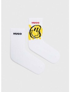Čarape HUGO 2-pack za žene, boja: bijela
