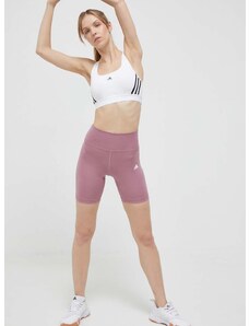 Kratke hlače za trening adidas Performance Training Essentials boja: ružičasta, glatki materijal, visoki struk