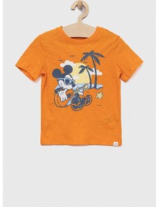 Dječja pamučna majica kratkih rukava GAP x Disney boja: narančasta, s tiskom