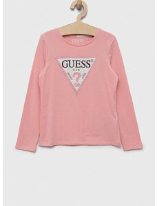 Dječja majica dugih rukava Guess boja: ružičasta