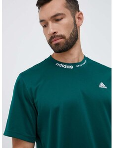 Pamučna majica adidas boja: zelena, s aplikacijom