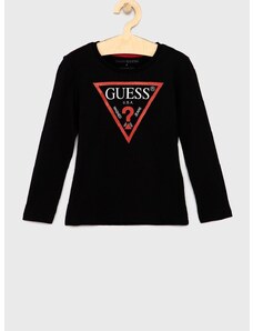 Dječja majica dugih rukava Guess boja: crna