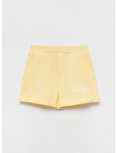 Dječje pamučne kratke hlače Pepe Jeans boja: žuta, s tiskom, podesiv struk