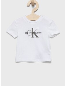 Dječja majica kratkih rukava Calvin Klein Jeans boja: bijela, s tiskom