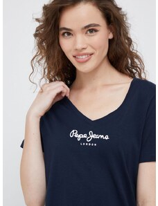 Pamučna majica Pepe Jeans boja: tamno plava