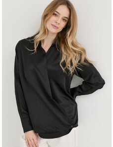 Pamučna bluza Victoria Beckham za žene, boja: crna, glatka