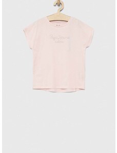 Dječja pamučna majica kratkih rukava Pepe Jeans Nuria boja: ružičasta