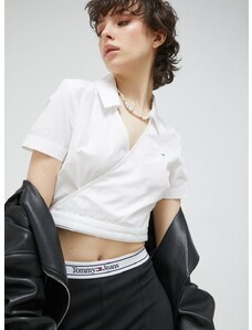 Pamučna košulja Tommy Jeans za žene, boja: bijela