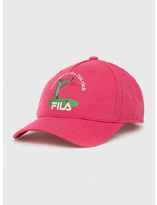 Pamučna kapa sa šiltom za bebe Fila boja: ružičasta, s tiskom