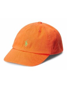 Pamučna kapa sa šiltom za bebe Polo Ralph Lauren boja: narančasta, glatka