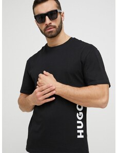 Majica kratkih rukava za plažu HUGO boja: crna, s tiskom