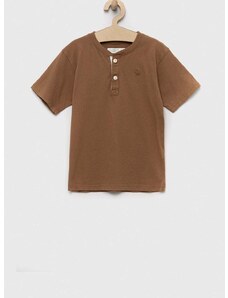 Dječja pamučna majica kratkih rukava Abercrombie & Fitch boja: smeđa, glatki model