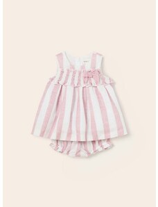 Pamučna haljina za bebe Mayoral Newborn boja: ružičasta, mini, širi se prema dolje
