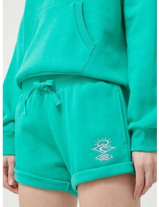 Kratke hlače Rip Curl za žene, boja: zelena, s aplikacijom, visoki struk